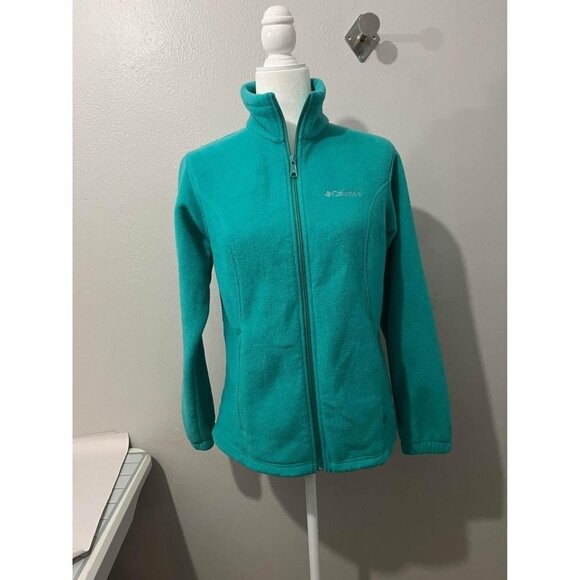 Columbia Green Full Zip Fleece Jacket Size Medium - Picture 1 of 9